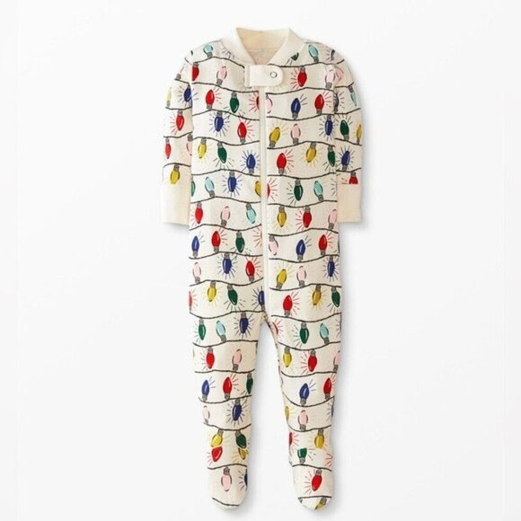 Hanna Andersson Other - Hanna Andersson Pajamas Holiday Lights Footed Zip Sleeper 3-6M 60cm Christmas